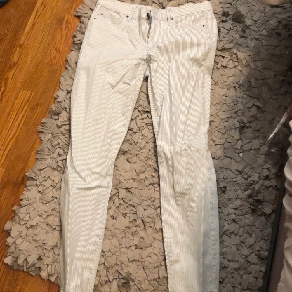 Blue and white striped pants